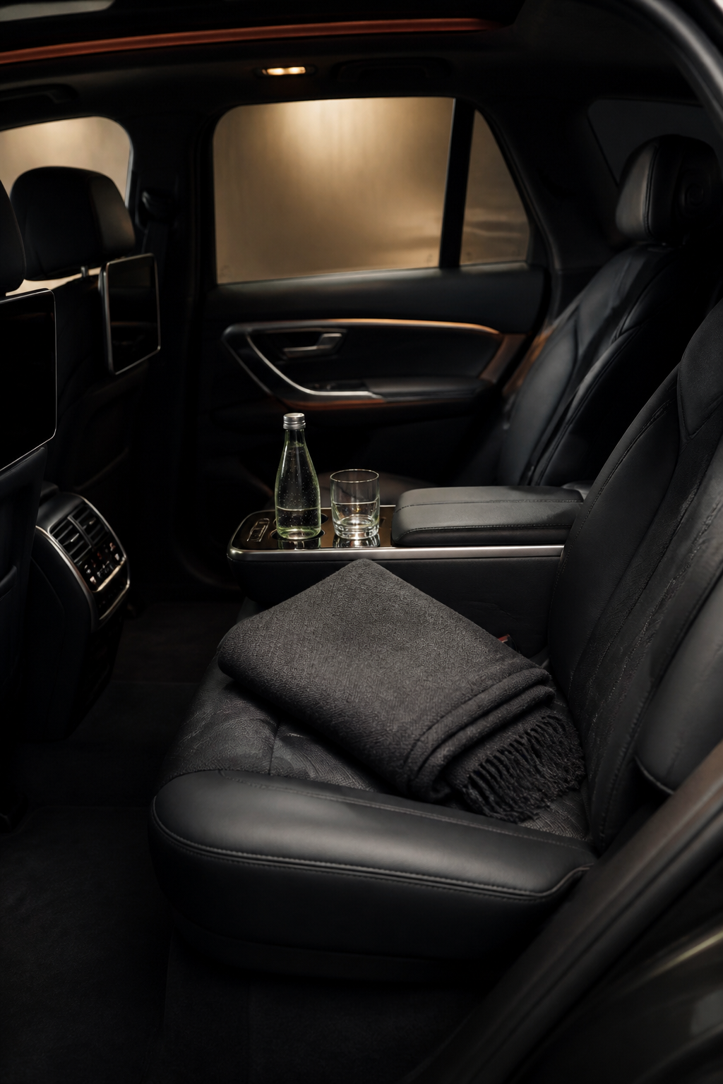 Warm black leather interior of a premium vehicle
